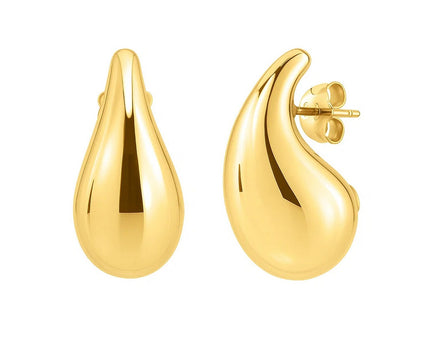Large Raindrop Stud Earrings in 14K Yellow Gold