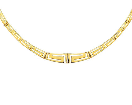 14K Yellow Gold Necklace with Graduated Greek Meander Motif Links