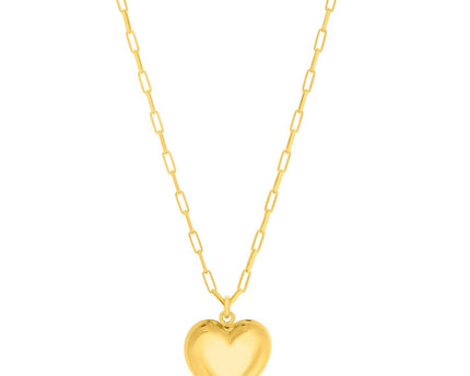 Sterling Silver Gold Plated Puffed Heart Pendant