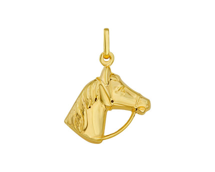 14K Yellow Gold Polished Horse Head Charm Pendant