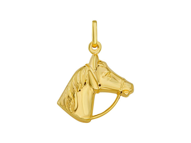 14K Yellow Gold Polished Horse Head Charm Pendant
