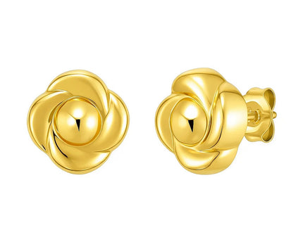 14K Yellow Gold Floral Stud Earrings