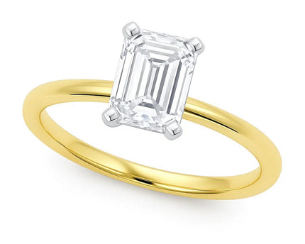 2 Carat Emerald Lab Grown IGI G/VS1 Diamond Solitaire Ring in 10K Yellow Gold
