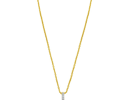 14K Yellow Gold Mini Diamond I Initial Pendant Necklace