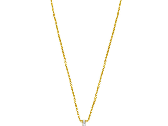 14K Yellow Gold Mini Diamond I Initial Pendant Necklace