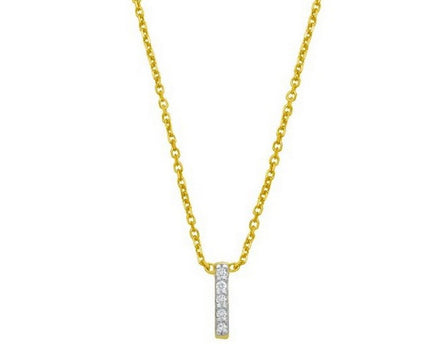 14K Yellow Gold Mini Diamond I Initial Pendant Necklace