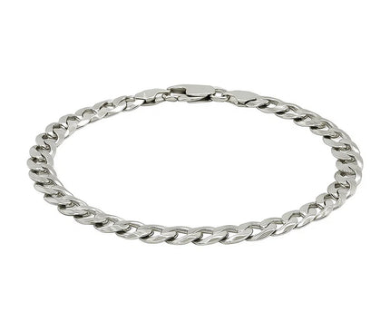 Rhodium Plated Sterling Silver Curb Style Bracelet (7.20 mm)