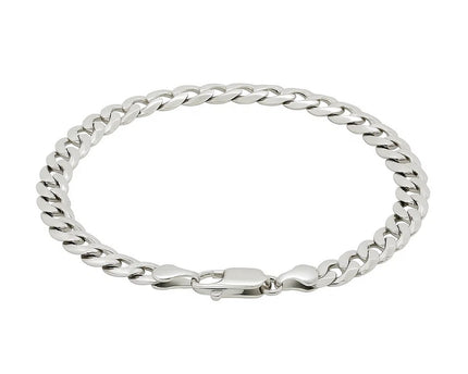Rhodium Plated Sterling Silver Curb Style Bracelet (7.20 mm)