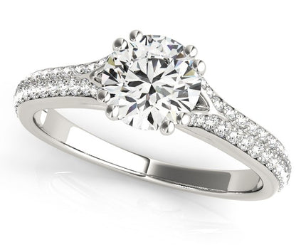 14k White Gold Double Prong Multirow Band Diamond Engagement Ring (1 1/8 cttw)