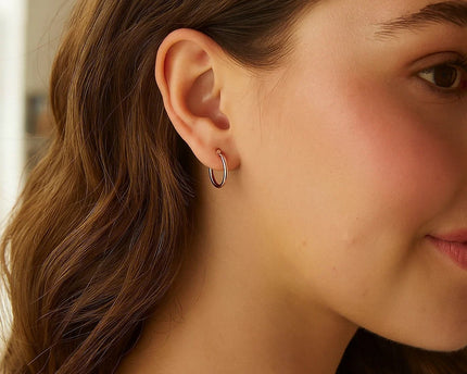 Classic Hoop Earrings in 14K Rose Gold (2x15 mm)