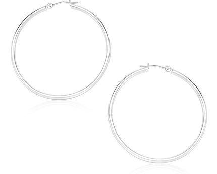 10k White Gold Polished Hoop Earrings (1.5x30mm)
