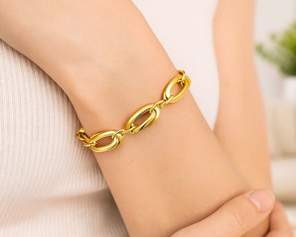14k Yellow Gold Bracelet with Long Double Oval Links (8.20 mm)