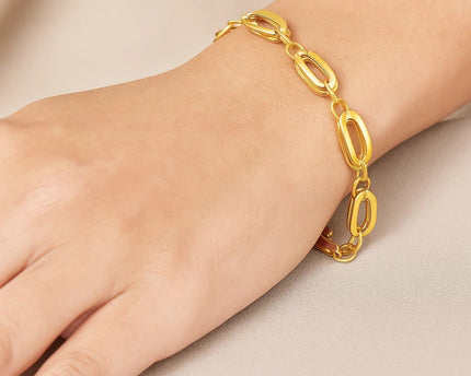 14k Yellow Gold Bracelet with Long Double Oval Links (8.20 mm)