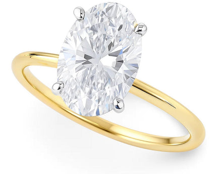 3 Carat Oval Lab Grown IGI G/VS1 Diamond Solitaire Ring in 14K Yellow Gold