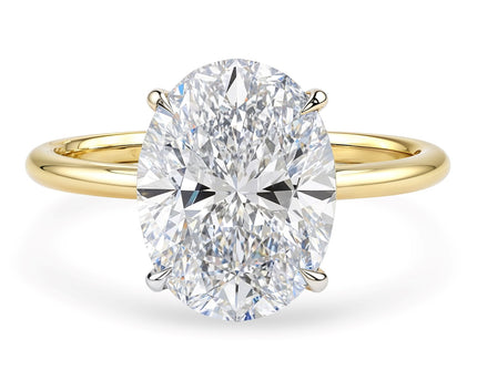 3 Carat Oval Lab Grown IGI G/VS1 Diamond Solitaire Ring in 14K Yellow Gold