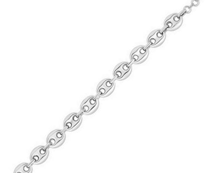 Sterling Silver Rhodium Plated Puffed Mariner Chain (9.20 mm)