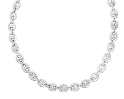 Sterling Silver Rhodium Plated Puffed Mariner Chain (9.20 mm)