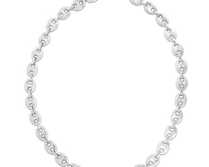 Sterling Silver Rhodium Plated Puffed Mariner Chain (9.20 mm)
