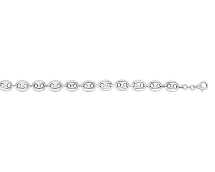 Sterling Silver Rhodium Plated Puffed Mariner Chain (9.20 mm)