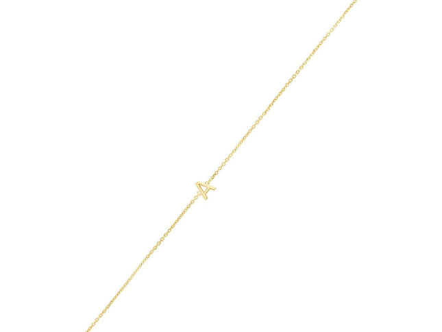 14K Yellow Gold Mini Initial A Bracelet