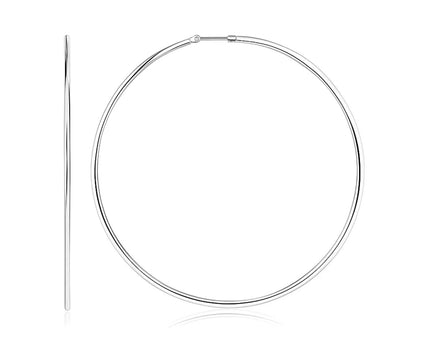 Sterling Silver Large Polished Round Hoop Earrings(60mm)