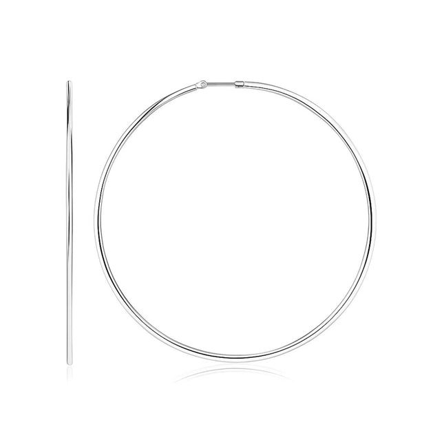 Sterling Silver Large Polished Round Hoop Earrings(60mm)