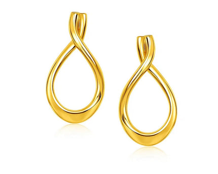 14k Yellow Gold Polished Tear Drop Earrings