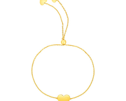 14k Yellow Gold Adjustable Heart Bracelet (0.90 mm)