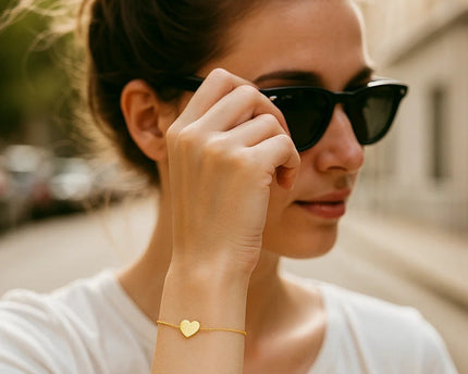 14k Yellow Gold Adjustable Heart Bracelet (0.90 mm)