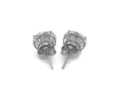 14k White Gold Round CZ Stud Earrings(8mm)