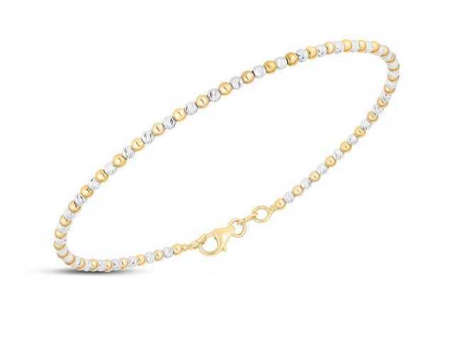 14K Two Tone Gold Pallina Bead Bracelet (2.10 mm)