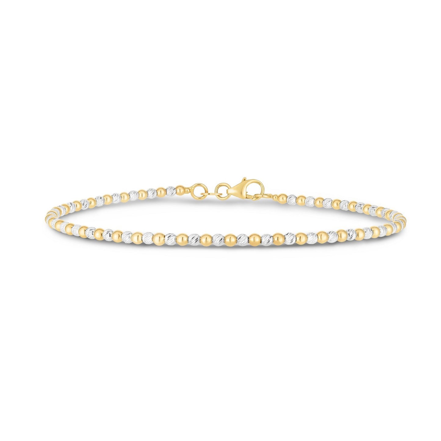 14K Two Tone Gold Pallina Bead Bracelet (2.10 mm)