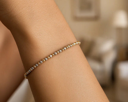 14K Two Tone Gold Pallina Bead Bracelet (2.10 mm)