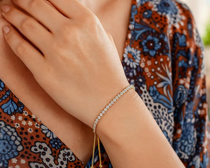 Adjustable Tennis Style Bracelet with Cubic Zirconia in Sterling Silver(5.10 mm)