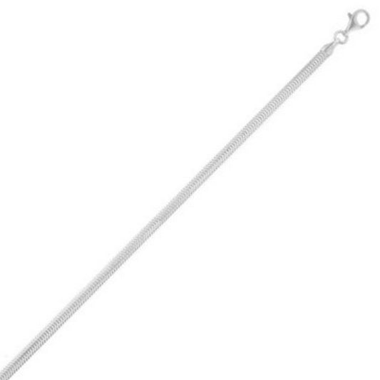 Sterling Silver Rhodium Plated Oval Snake Chain (3.30 mm)