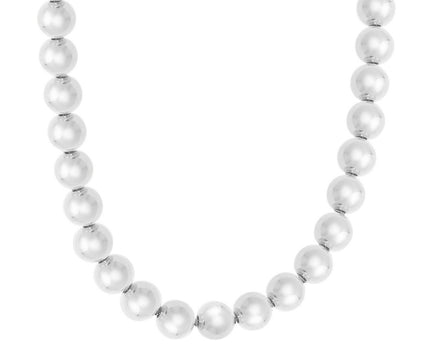 Sterling Silver Rhodium Plated Bold Bead Necklace