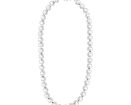 Sterling Silver Rhodium Plated Bold Bead Necklace