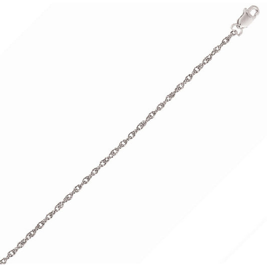 14k White Gold Machine Rope Chain (1.10 mm)