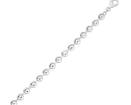 Sterling Silver Rhodium Plated Moon Cut Bead Chain (6.00 mm)