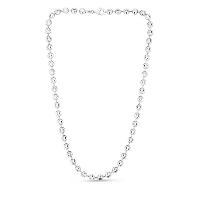 Sterling Silver Rhodium Plated Moon Cut Bead Chain (6.00 mm)