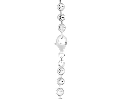 Sterling Silver Rhodium Plated Moon Cut Bead Chain (6.00 mm)