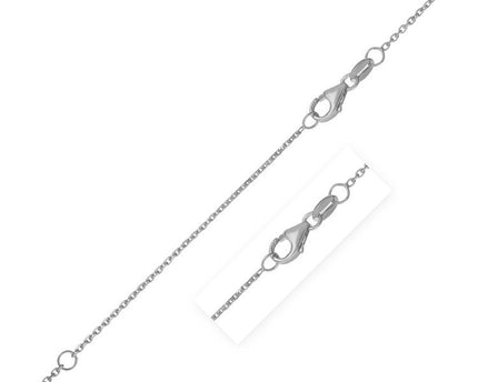 Double Extendable Diamond Cut Cable Chain in White Gold (0.87 mm)