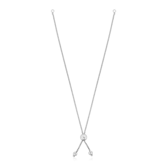 14k White Gold Adjustable Friendship Bracelet Chain with Ball Slide