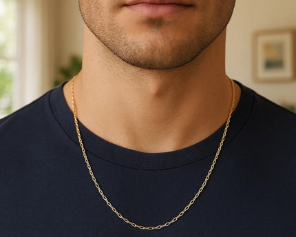 Sterling Silver Yellow Gold Plated Diamond Cut Cable Chain (1.40 mm)