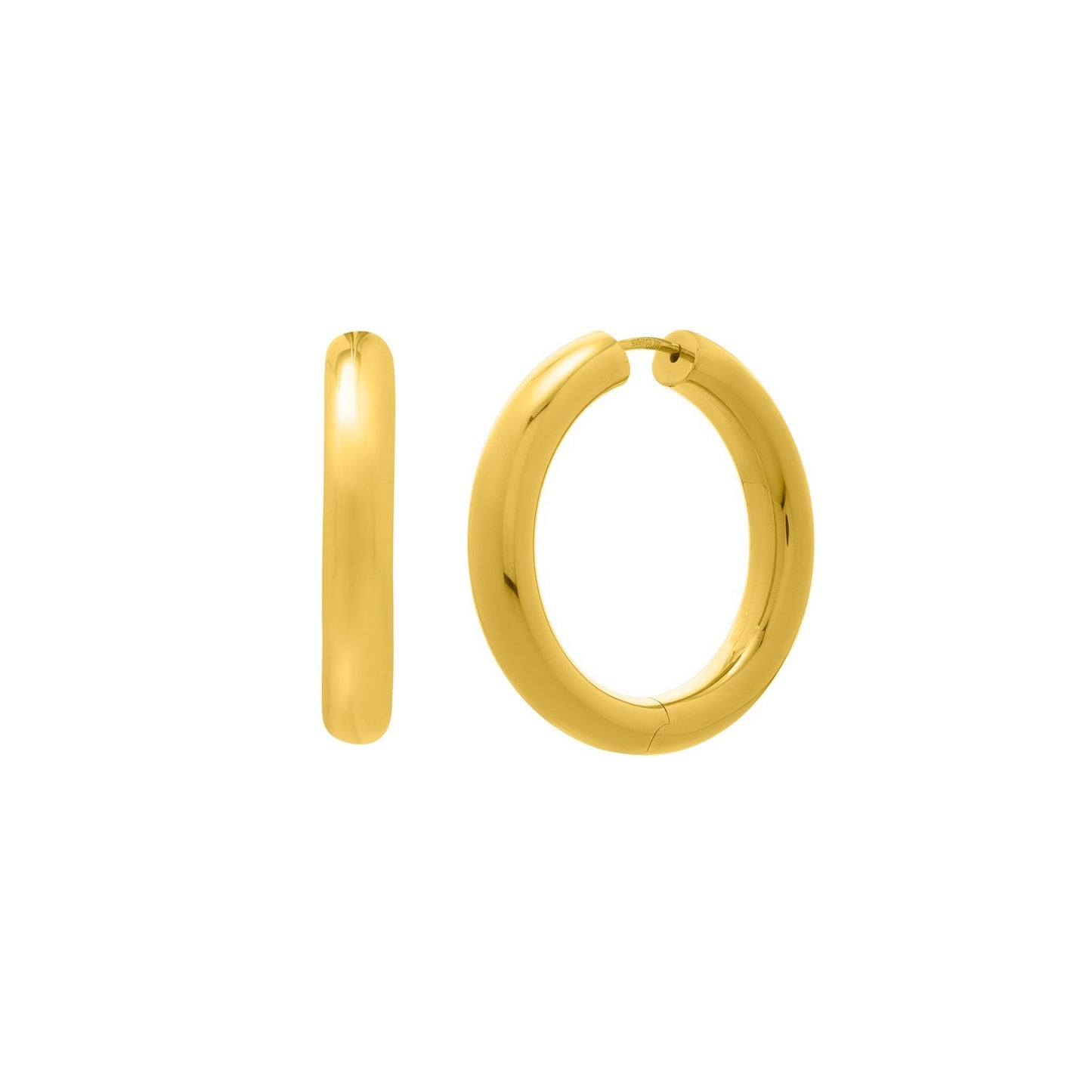 Sterling Silver Yellow Gold Plated Round Hoop Earrings