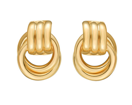 Sterling Silver Yellow Gold Plated Triple Door Knocker Hoop Earrings