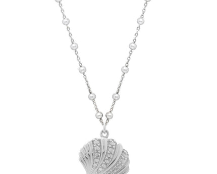Sterling Silver Rhodium Plated Sea Shell Necklace
