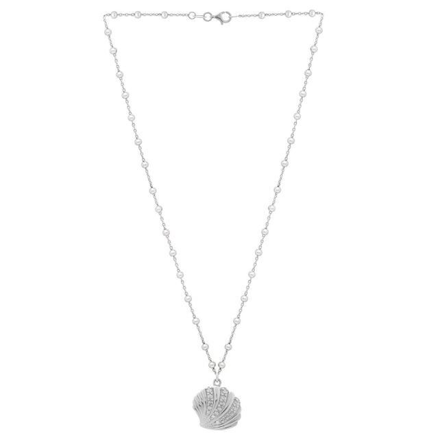 Sterling Silver Rhodium Plated Sea Shell Necklace