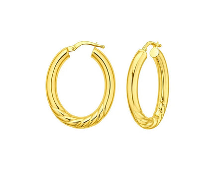 14K Yellow Gold Twisted Medium Hoop Earrings