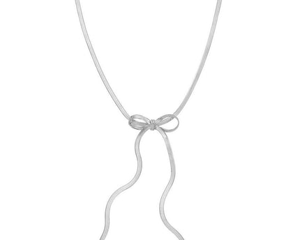 Sterling Silver Rhodium Plated Snake Bow Necklace